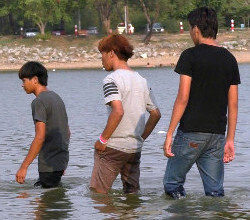 adventure swimming in clothes